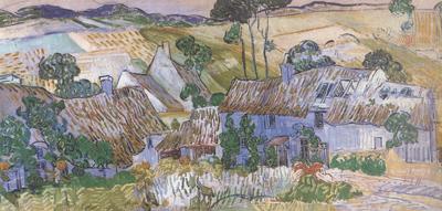 Thatched Cottages by a Hill (nn04), Vincent Van Gogh